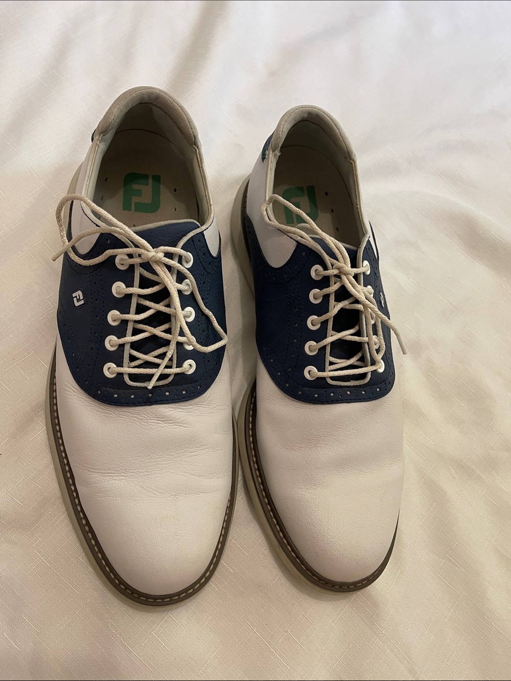 FootJoy White and Navy Leather Golf Oxfords